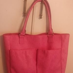 Neiman Marcus Pink Faux Alligator Bag